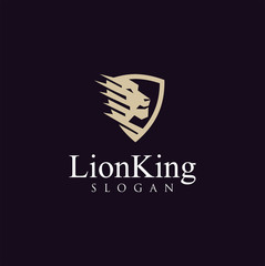 Lion shield luxury logo icon elegant. lion Protection secure security logo design illustration Template