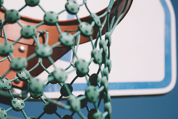 Basketball basket on a background of blue sky.