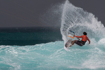 kite surfing on the beach