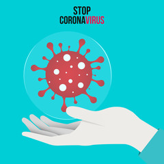 Coronavirus 2019-nCoV Novel Coronavirus Bacteria. No Infection and Stop Coronavirus Concepts. Dangerous Coronavirus Cell in China, Wuhan. Isolated Vector Icon