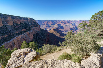 hiking the bright angel trail in grand canyon national park, arizona, usa