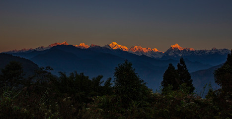 The Mighty Kanchenjunga as seen from Fambong Lho Wildlife Sanctuary, Sikkim, INDIA.