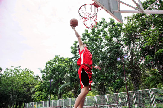 basketball player on  court outdoor sport