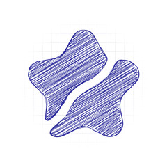 Broken star icon. Canceled rate, not favourite, unlike. Hand drawn sketched picture with scribble fill. Blue ink. Doodle on white background