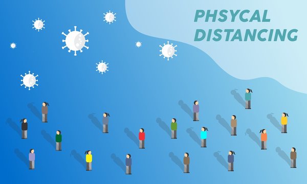 physical distancing crowd of people to avoid contact virus spread corona virus - covid-19 