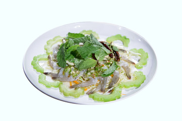 fresh shrimp spicy salad with herb lemonand chilli in famous
