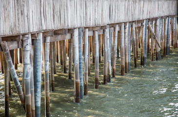 bamboo shore for building hut on water
