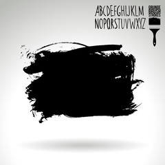 Black brush stroke and texture. Grunge vector abstract hand - painted element. Underline and border design.