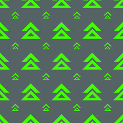 seamless pattern with green triangles on a gray background