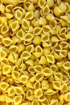 A close up color image of uncooked margheritine soup pasta.