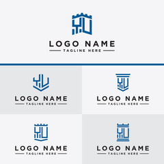Inspiring logo design Set, for companies from the initial letters of the YU logo icon. -Vectors