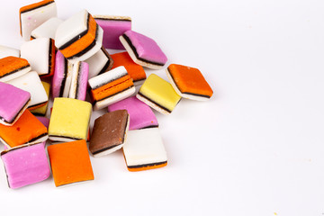 Licorice candy on the white background