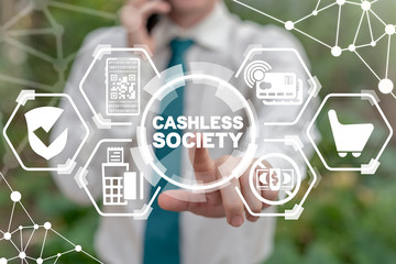 Cashless Society Purchase Business Financial Technology. Cashless Contactless Pay Online Shopping...