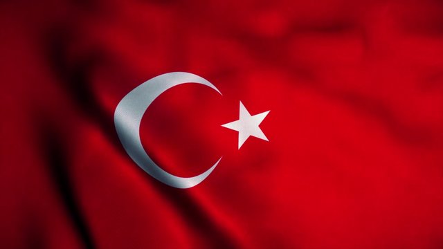 Turkey flag waving in the wind. National flag of Turkey. Sign of Turkey seamless loop animation. 4K