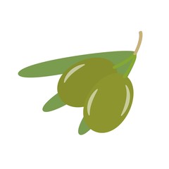 Olive branch with leaves. Mediterranean food element. Olive oil icon.