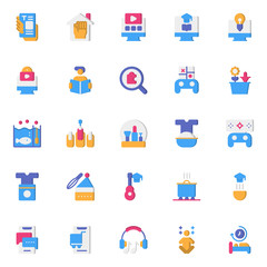 Set of stay at home do flat style icon - vector