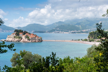 Sveti Stefan island in Budva in a summer day, Montenegro.