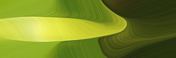 elegant decorative header with dark olive green, dark khaki and yellow green colors. fluid curved lines with dynamic flowing waves and curves