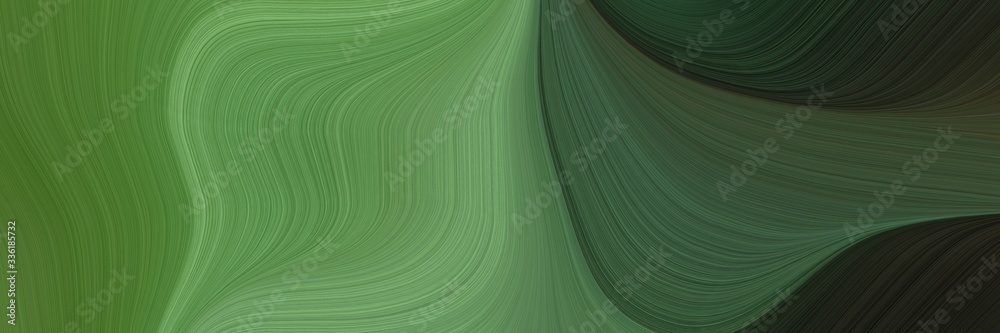 Poster elegant flowing horizontal banner with dark olive green, very dark green and dark slate gray colors.