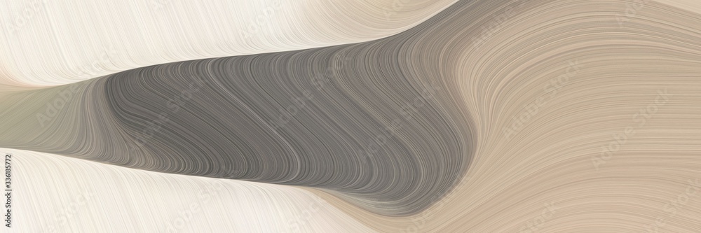 Poster elegant flowing designed horizontal banner with dark gray, tan and dim gray colors. fluid curved lines with dynamic flowing waves and curves
