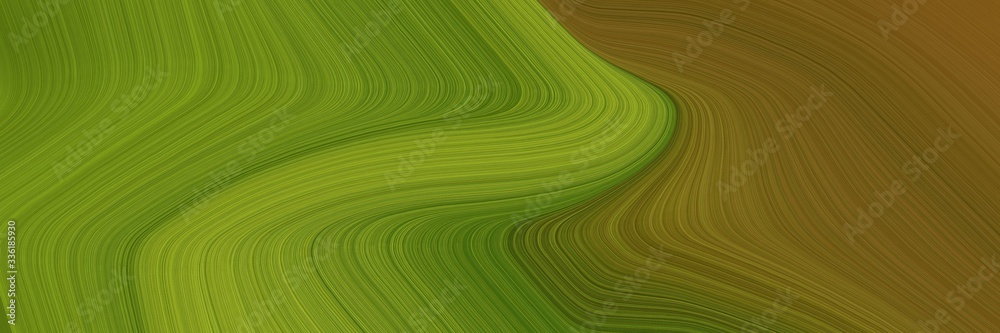Poster elegant colorful designed horizontal header with olive drab, olive and yellow green colors. fluid curved lines with dynamic flowing waves and curves