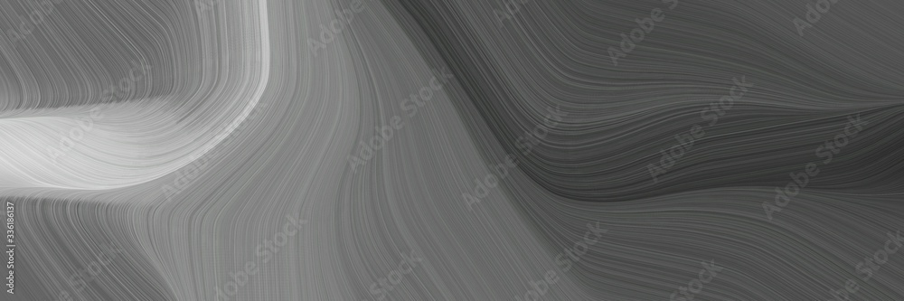 Poster elegant colorful horizontal banner with dim gray, silver and gray gray colors. fluid curved lines with dynamic flowing waves and curves