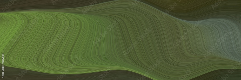 Poster elegant moving banner design with dark olive green, olive drab and very dark green colors. fluid cur