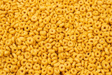 Corn-flakes background and texture. Top view.