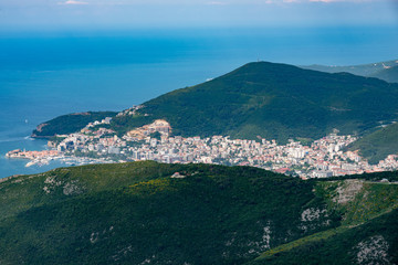 Fototapeta premium Budva panorama on a sunny summer day.