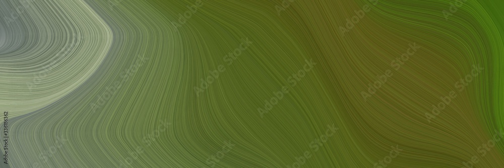 Poster elegant artistic horizontal header with dark olive green, gray gray and dim gray colors. fluid curved lines with dynamic flowing waves and curves