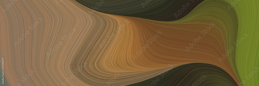 Poster elegant surreal banner with pastel brown, brown and very dark green colors. fluid curved lines with 