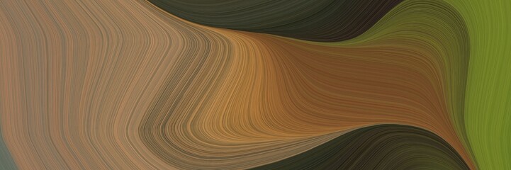 Fototapeta premium elegant surreal banner with pastel brown, brown and very dark green colors. fluid curved lines with dynamic flowing waves and curves
