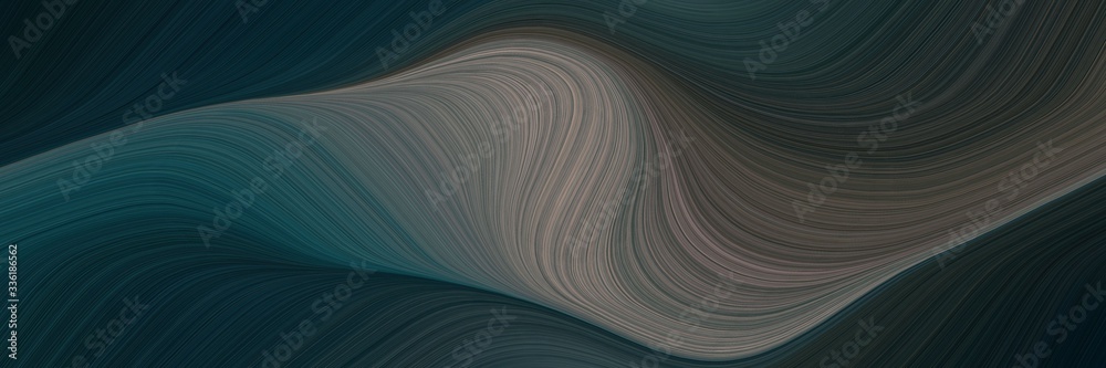 Poster elegant surreal horizontal header with very dark blue, gray gray and dim gray colors. fluid curved flowing waves and curves