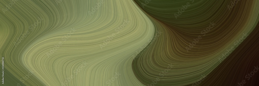 Poster elegant artistic header design with dark olive green, pastel brown and dark khaki colors. fluid curved lines with dynamic flowing waves and curves