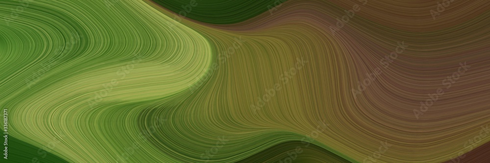 Poster elegant surreal banner with dark olive green, yellow green and dark khaki colors. fluid curved lines