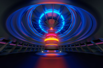Three dimensional render of futuristic reactor