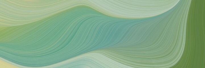 elegant modern horizontal banner with dark sea green, dark olive green and ash gray colors. fluid curved flowing waves and curves