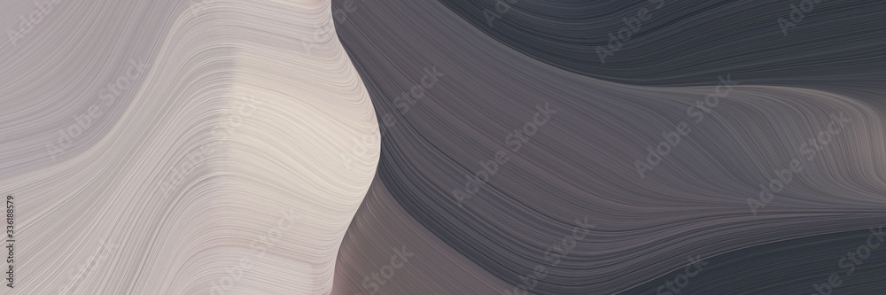 Poster elegant artistic banner with dark slate gray, silver and dark gray colors. fluid curved lines with dynamic flowing waves and curves