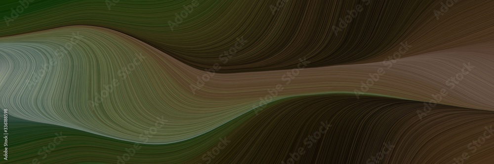 Poster elegant dynamic header with very dark green, dim gray and dark olive green colors. fluid curved lines with dynamic flowing waves and curves