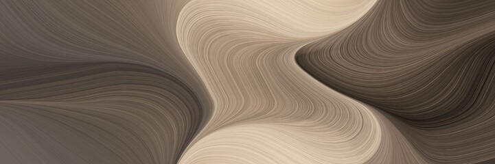 Fototapeta na wymiar elegant dynamic designed horizontal header with dim gray, pastel brown and tan colors. fluid curved lines with dynamic flowing waves and curves