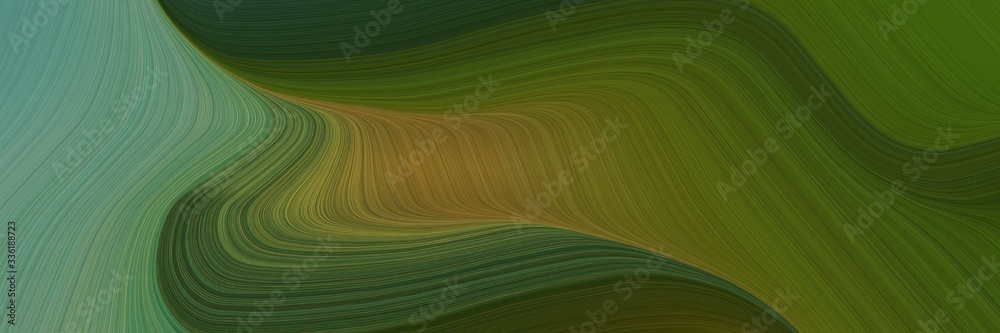 Poster elegant flowing designed horizontal header with dark olive green, dim gray and slate gray colors. fluid curved lines with dynamic flowing waves and curves