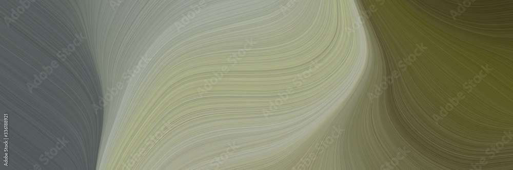 Poster elegant artistic designed horizontal header with gray gray, dark sea green and dark olive green colors. fluid curved lines with dynamic flowing waves and curves