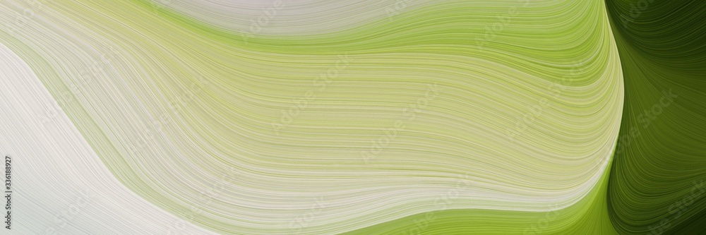Poster elegant dynamic designed horizontal header with tan, very dark green and yellow green colors. fluid curved flowing waves and curves