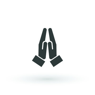 Hands folded in prayer icon. Flat hands folded in prayer vector icon for web design isolated on white background