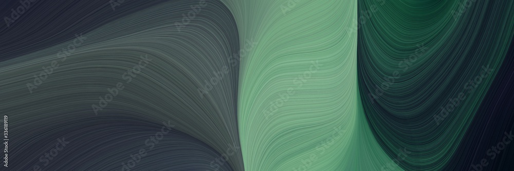 Poster elegant dynamic banner with dark slate gray, very dark blue and cadet blue colors. fluid curved lines with dynamic flowing waves and curves