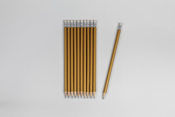 Simple pencils with eraser on a white background.