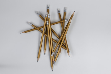 Simple pencils with eraser on a white background.