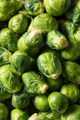 Fototapeta na wymiar Raw Organic Green Brussel Sprouts