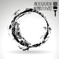 Black brush stroke and texture. Grunge vector abstract hand - painted element. Underline and border design.
