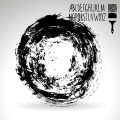 Black brush stroke and texture. Grunge vector abstract hand - painted element. Underline and border design.
